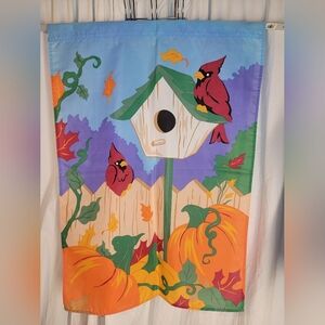 Large Colorful Autumn Garden Flag with Cardinals 29" x 42"